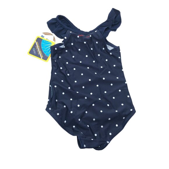 Polarn O. Pyret Girls Navy Polka Dot Swimsuit With UV Protection 1-2 Years - Picture 2 of 7